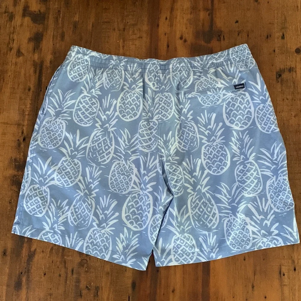 Chubbies NWOT Thigh Naples Pineapple Blue White Swim Trunks 7 in Inseam Sz XXL
